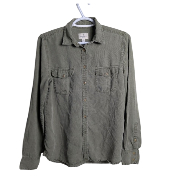 American Eagle Outfitters Olive Green Men's Shirt - Picture 2 of 9